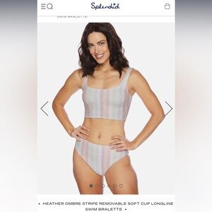 Splendid Heather Ombré Stripe bikini, top and bottom size M, NWT, sold as set.